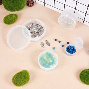 BENECREAT 30 Pack Round Clear Plastic Bead Storage Containers Box Case with Flip-Up Lids for Cosmetic Items, Herbs, Tiny Beads, Jewerlry Findings, and Other Small Items - 1.25x0.7 Inch