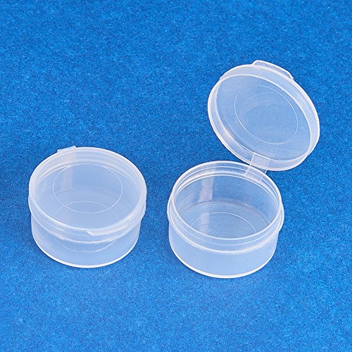 BENECREAT 30 Pack Round Clear Plastic Bead Storage Containers Box Case with Flip-Up Lids for Cosmetic Items, Herbs, Tiny Beads, Jewerlry Findings, and Other Small Items - 1.25x0.7 Inch