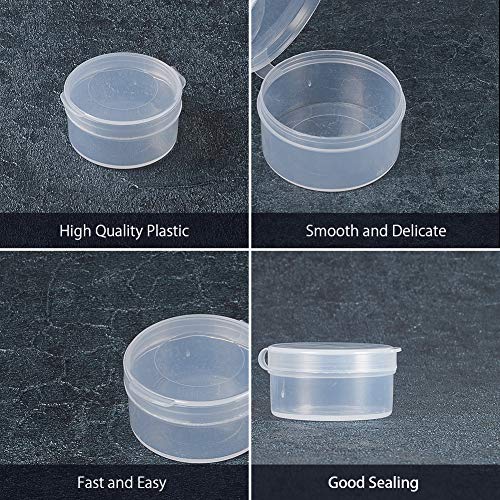 BENECREAT 30 Pack Round Clear Plastic Bead Storage Containers Box Case with Flip-Up Lids for Cosmetic Items, Herbs, Tiny Beads, Jewerlry Findings, and Other Small Items - 1.25x0.7 Inch