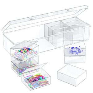 goczsvoy 13pcs mini plastic clear boxes with a storage case, small plastic clear containers for bead organizer, jewelry, craft, small things storage and organization