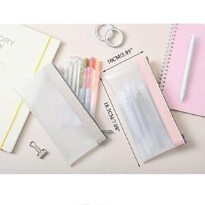 Pencil Case Set, Clear Pencil Pouches, Zipper Pen Case Bag, Pencil Storage Pouch, Makeup Bag for Women, Portable Office Stationery Pouch for Students Adults,Creamy-White