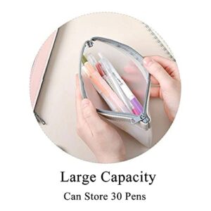 Pencil Case Set, Clear Pencil Pouches, Zipper Pen Case Bag, Pencil Storage Pouch, Makeup Bag for Women, Portable Office Stationery Pouch for Students Adults,Creamy-White