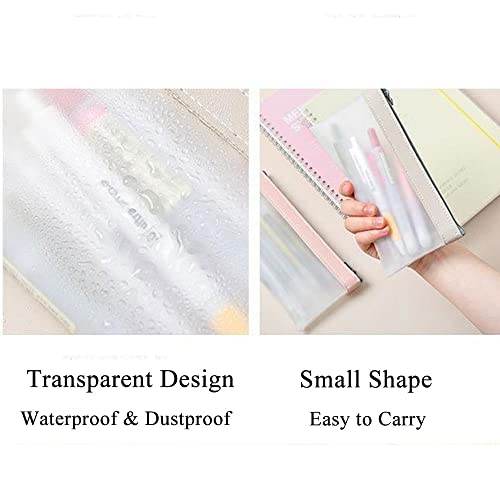 Pencil Case Set, Clear Pencil Pouches, Zipper Pen Case Bag, Pencil Storage Pouch, Makeup Bag for Women, Portable Office Stationery Pouch for Students Adults,Creamy-White