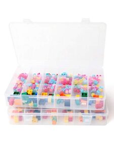 2pack 18 grids clear plastic organizer box storage container with dividers (clear x 2pc,18 grids unadjustable)