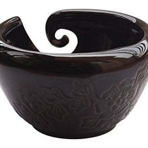 ABHANDICRAFTS - Ceramic Yarn Bowl for Knitting, Crochet for Moms - Black Pottery Storage Bowl Perfect for Moms and Grandmothers.