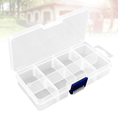 Healifty Plastic Storage Box 8 Grids Container Organizer Divider Grid Compartment with Lid for Jewelry Beads Earring Tool Fishing Hook Lures