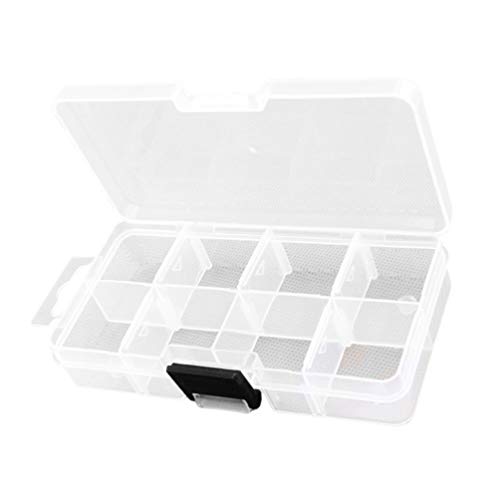 Healifty Plastic Storage Box 8 Grids Container Organizer Divider Grid Compartment with Lid for Jewelry Beads Earring Tool Fishing Hook Lures