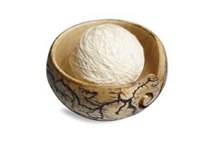 gocraft wooden yarn storage bowl | knitting crochet accessories | fractal burn wood bowl (5.5″ x 3″)