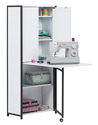 Sew Ready Craft/Multi Room Hiding Table Armoire, Charcoal/White