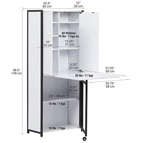 Sew Ready Craft/Multi Room Hiding Table Armoire, Charcoal/White