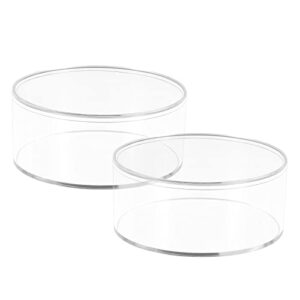 dayaanee round acrylic box with lid, 2 pack clear round organizer container acrylic circle box with lid, 5.9” storage boxes for candy,pill, nails, beads and tiny jewelry