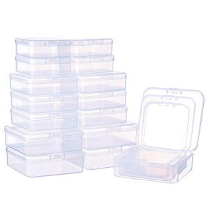 benecreat 27 pack 3-size square mini clear plastic bead storage containers box case with lid for items,pills,herbs,tiny bead,jewerlry findings, and other small items