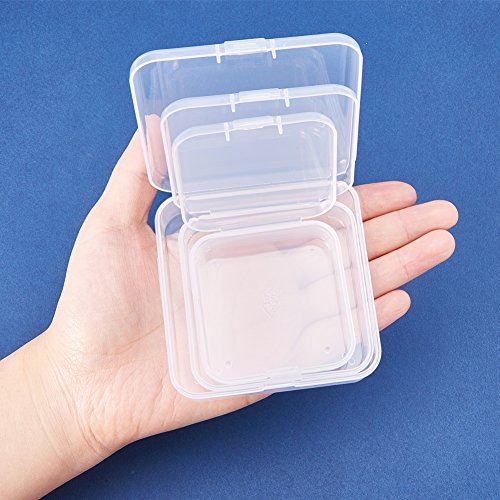 BENECREAT 27 Pack 3-Size Square Mini Clear Plastic Bead Storage Containers Box Case with lid for Items,Pills,Herbs,Tiny Bead,Jewerlry Findings, and Other Small Items