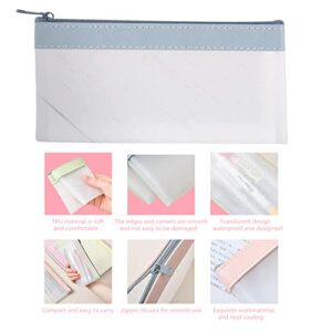 4Pcs Pencil Case Set Clear Pencil Storage Pouch Exam Pencil Ba with Zipper Makeup Cosmetics Bag for Women School and Office Supplies（Pink Green Beige White and Blue）