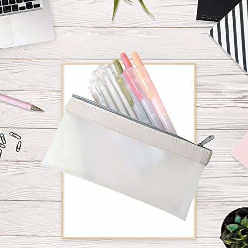 4Pcs Pencil Case Set Clear Pencil Storage Pouch Exam Pencil Ba with Zipper Makeup Cosmetics Bag for Women School and Office Supplies（Pink Green Beige White and Blue）