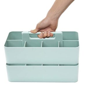 enjoy organizer 2 pack – portable diy 8 dividers durable plastic tote basket bin tool & supply cleaning caddy with handle made in usa (mint)