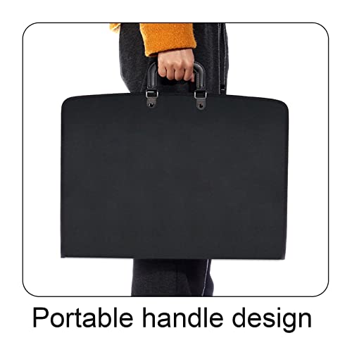 11x17 Art Portfolio Case with Zipper Leger Portfolio Folder for Artwork PP Material Frosted Feel 11 x 17 Artist Portfolio Bag Oxford Cloth Edge Black 1 Pack