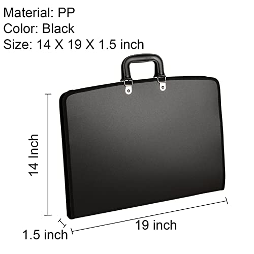 11x17 Art Portfolio Case with Zipper Leger Portfolio Folder for Artwork PP Material Frosted Feel 11 x 17 Artist Portfolio Bag Oxford Cloth Edge Black 1 Pack