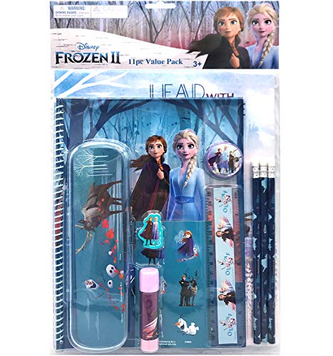 Disney Frozen All You Need for School Stationery Gifts Set - Pencils Eraser Notebook Case Ruler Folders for Back to The Pre School Kindergarten Education Goodies Supplies for Kids Girls