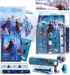 disney frozen all you need for school stationery gifts set – pencils eraser notebook case ruler folders for back to the pre school kindergarten education goodies supplies for kids girls