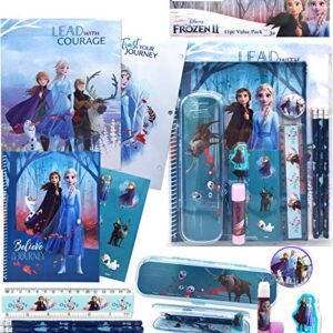 Disney Frozen All You Need for School Stationery Gifts Set - Pencils Eraser Notebook Case Ruler Folders for Back to The Pre School Kindergarten Education Goodies Supplies for Kids Girls