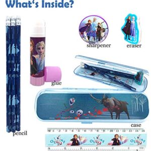 Disney Frozen All You Need for School Stationery Gifts Set - Pencils Eraser Notebook Case Ruler Folders for Back to The Pre School Kindergarten Education Goodies Supplies for Kids Girls