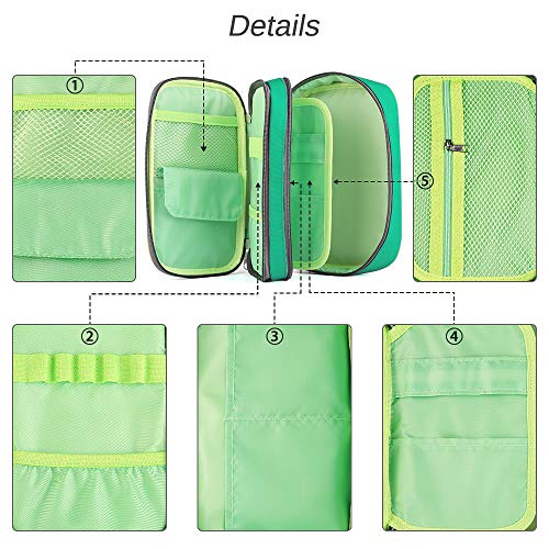 Homecube Pencil Case Large Capacity Storage Pen Bag Makeup Pouch Durable Students Stationery Case Two Layers with Dual Zippers- 8.86x5.5x3.15"- Green