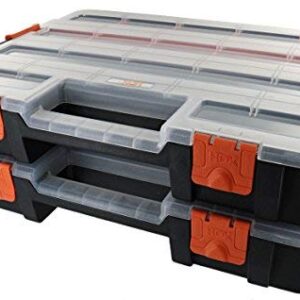 HDX 320034 Interlocking Black Small Parts Organizer for Fasteners and Crafts w/ Removable Dividers (2 Pack)