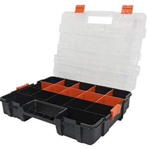 HDX 320034 Interlocking Black Small Parts Organizer for Fasteners and Crafts w/ Removable Dividers (2 Pack)