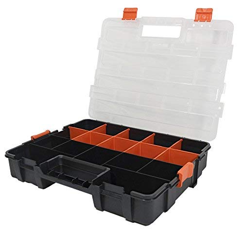 HDX 320034 Interlocking Black Small Parts Organizer for Fasteners and Crafts w/ Removable Dividers (2 Pack)