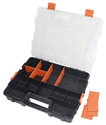 HDX 320034 Interlocking Black Small Parts Organizer for Fasteners and Crafts w/ Removable Dividers (2 Pack)