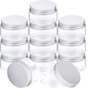 satinior 12 pack clear plastic storage favor jars wide-mouth plastic containers with lids for beauty products (4 ounce)