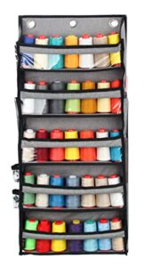 hanging sewing & embroidery thread rack storage, wall-mounted sewing thread organizer with 5 compartments, over the door sewing organizer storage for embroidery quilting and sewing threads (grey)