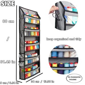 Hanging Sewing & Embroidery Thread Rack Storage, Wall-Mounted Sewing Thread Organizer with 5 Compartments, Over The Door Sewing Organizer Storage for Embroidery Quilting and Sewing Threads (Grey)