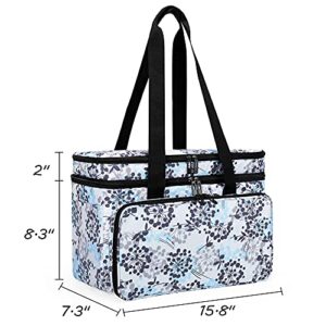 CURMIO Double-Layer Knitting Tote Bag, Yarn Storage Bag with Compartments for Crochet Hooks, Knitting Needles (Up to 14 Inches), Knitting Project and Accessories, Dandelion (Bag Only, Patented Design)