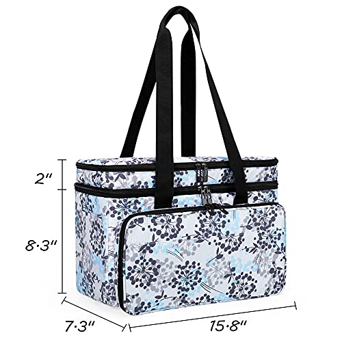 CURMIO Double-Layer Knitting Tote Bag, Yarn Storage Bag with Compartments for Crochet Hooks, Knitting Needles (Up to 14 Inches), Knitting Project and Accessories, Dandelion (Bag Only, Patented Design)