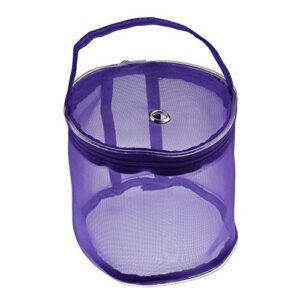 katech yarn storage case empty small round mesh storage bag portable knitting yarn balls organizer basket crochet thread sewing accessories storage tote bags (purple)