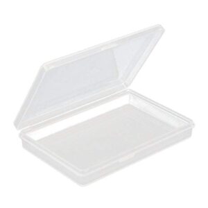 akoak clear polypropylene rectangle mini storage containers box with hinged lid for card,accessories,crafts,learning supplies,screws,drills,battery,3.38″ x 2.24″ x 0.43″,pack of 6