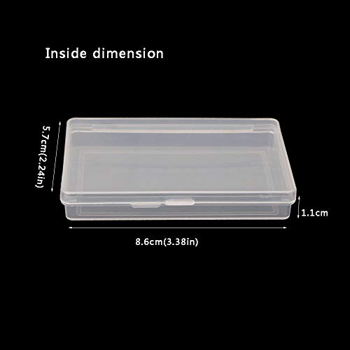 AKOAK Clear Polypropylene Rectangle Mini Storage Containers Box with Hinged Lid for Card,Accessories,Crafts,Learning Supplies,Screws,Drills,Battery,3.38" x 2.24" x 0.43",Pack of 6