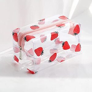 yitaqi cosmetic bag,stationery pvc zipper waterproof women bag beauty case pencil bag pencil box makeup bag(red strawberry)