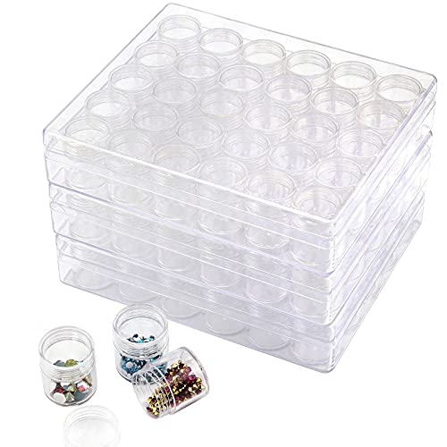 JOIKIT 5 Pack 30 Grids Diamond Painting Storage Containers with 3 PCS Label Stickers, 5D Diamond Painting Box, Bead Organizer with Lid for Nail Diamonds, Jewelry, DIY, Cosmetics