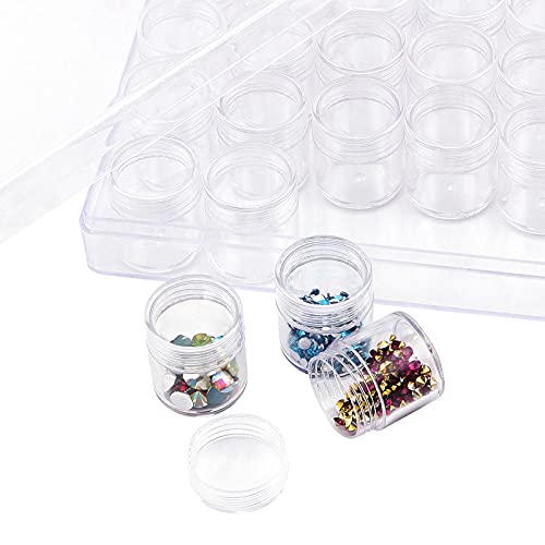 JOIKIT 5 Pack 30 Grids Diamond Painting Storage Containers with 3 PCS Label Stickers, 5D Diamond Painting Box, Bead Organizer with Lid for Nail Diamonds, Jewelry, DIY, Cosmetics