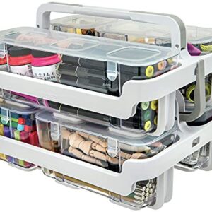 Deflecto Caddy Organizer, Stackable with Three Compartments, White and Clear (29003CR)