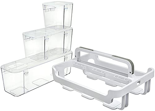 Deflecto Caddy Organizer, Stackable with Three Compartments, White and Clear (29003CR)