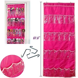 Cher Intellectuel Toy Storage, The Door Storage Organizer Holder, 24 Clear View Pockets, for Small Dolls, Cars, Jewelry, Hair Accessories, Arts & Crafts, Bead, Sewing, and More (Pink)