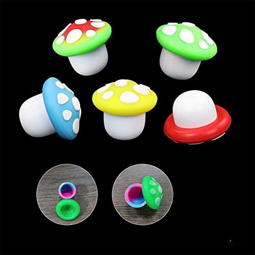 Silicone Concentrate Wa.x Container Non-stick Muilt Use Jar Bottle Containers, 5PCS Mushroom Jars Glow in Dark Suitable for Storage clay, Skin cream, Paint, Lip Balm