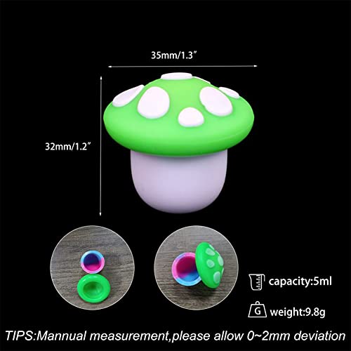 Silicone Concentrate Wa.x Container Non-stick Muilt Use Jar Bottle Containers, 5PCS Mushroom Jars Glow in Dark Suitable for Storage clay, Skin cream, Paint, Lip Balm