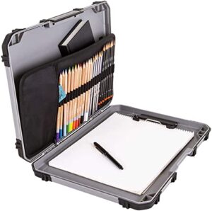 artbin 6838ag sketch board, portable drawing surface with internal art & craft storage, grey