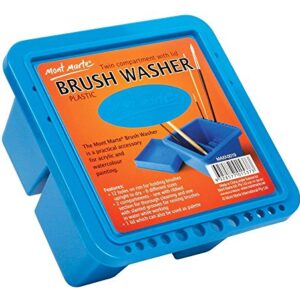 Mont Marte Twin Compartment Plastic Brush Washer. Easy Paint Brush Cleaning and Drying. Suitable for Acrylic and Watercolor Painting.