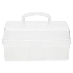 Art and Craft Supply Case, Clear Storage Art Tool Box, Organizer with 2 Trays (9 x 5 x 4.25 in)